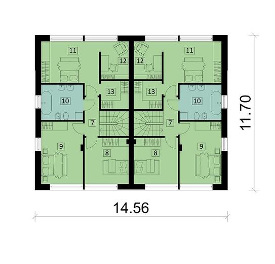 Projekt domu Ka262 (dwulokalowy / bliźniak)
