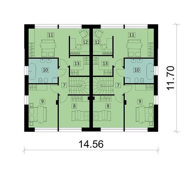 Projekt domu Ka262 (dwulokalowy / bliźniak)