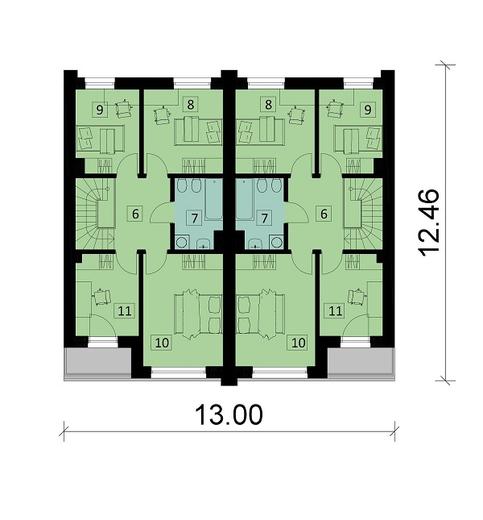 Projekt domu Ka265 war.1 (dwulokalowy / bliźniak)