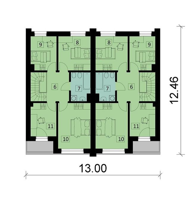 Projekt domu Ka265 war.1 (dwulokalowy / bliźniak)