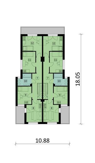 Projekt domu Ka284 (dwulokalowy / bliźniak)