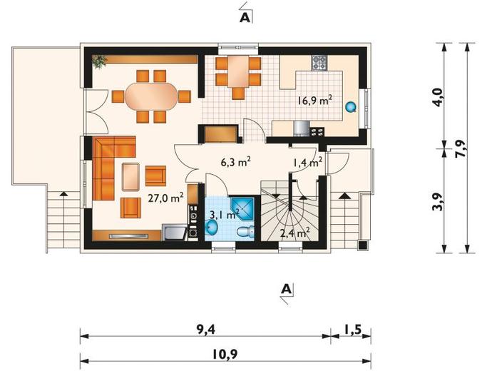 Koral (murowana - beton komórkowy)