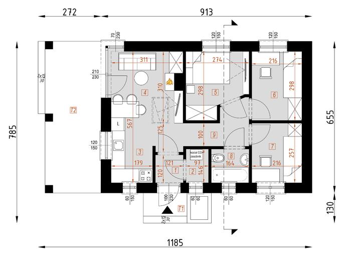 Projekt domu D58A  Ewelina A