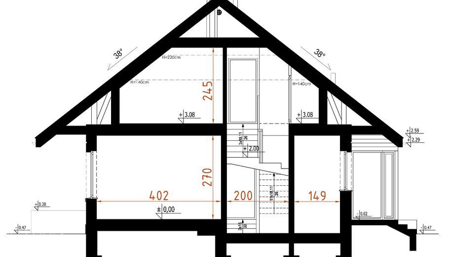 Projekt domu D186  wersja drewniana