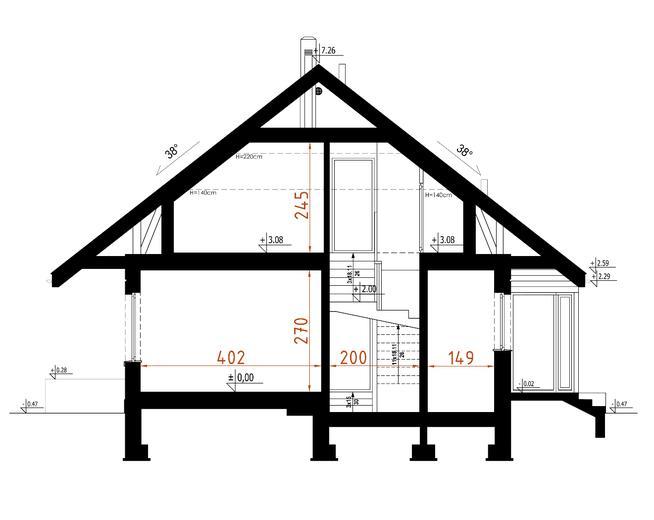 Projekt domu D186A  wersja drewniana