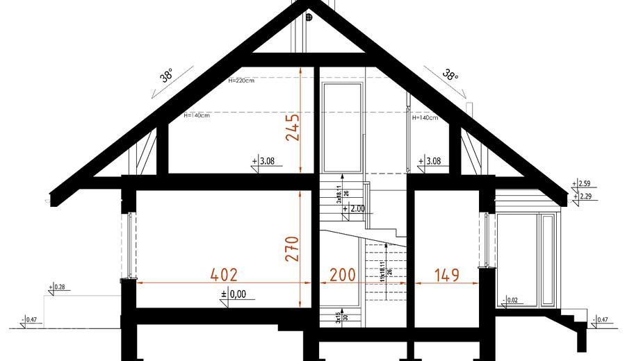 Projekt domu D186A  wersja drewniana