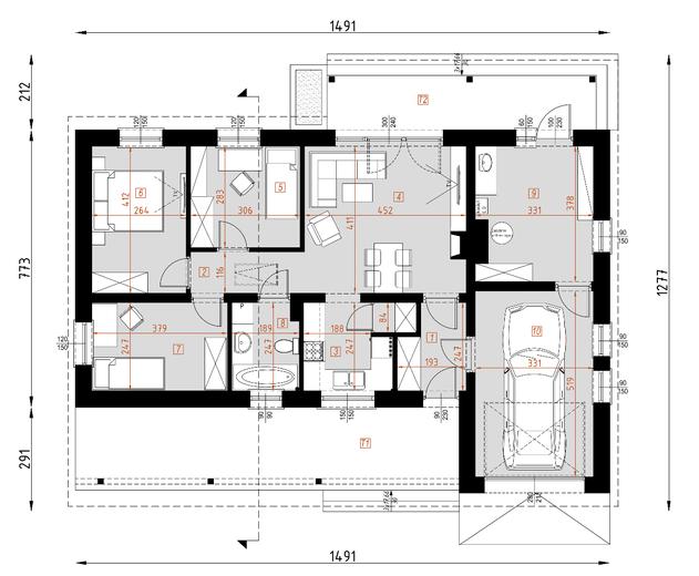 Projekt domu D49 Maurycy z garażem