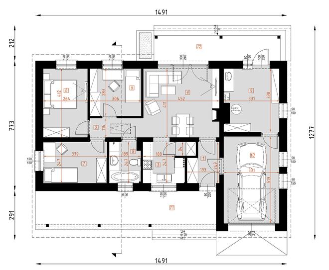 Projekt domu D49 Maurycy z garażem