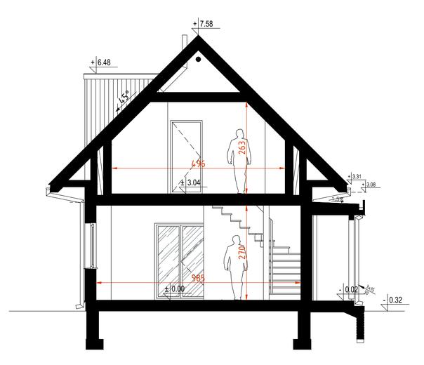 Projekt domu D157 wersja drewniana