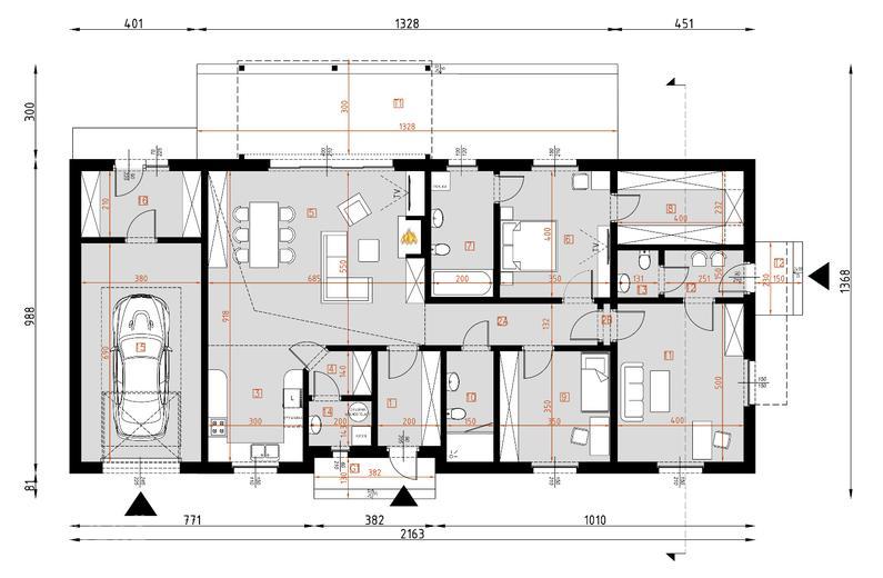 Projekt domu D292B   wersja drewniana