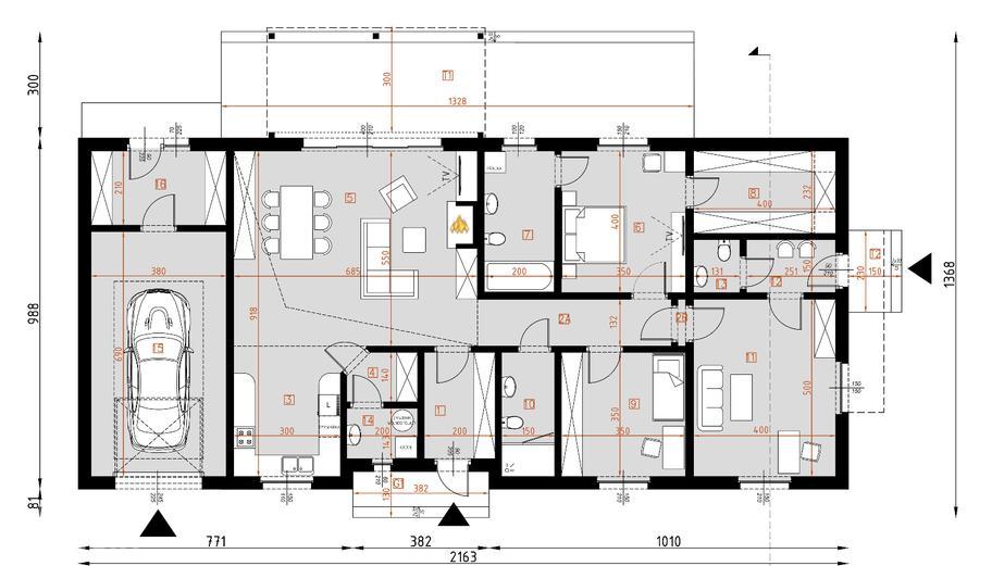 Projekt domu D292B   wersja drewniana