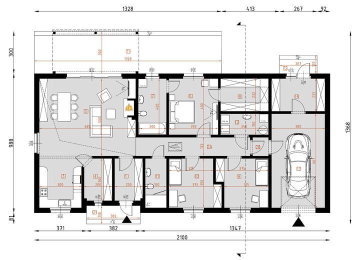 Projekt domu D292C   wersja drewniana