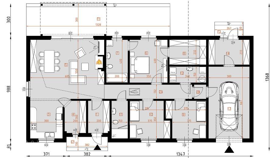 Projekt domu D292C   wersja drewniana