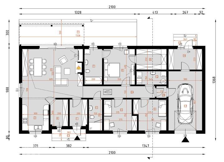 Projekt domu D292D   wersja drewniana