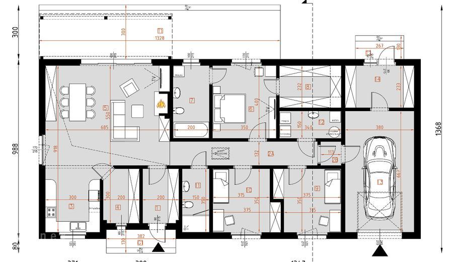 Projekt domu D292D   wersja drewniana