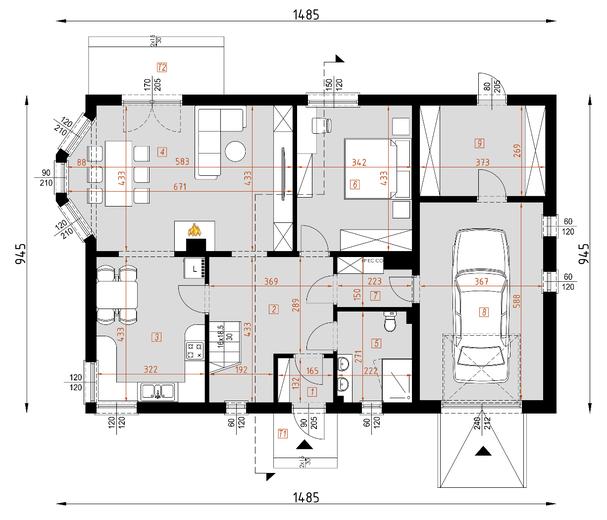 Projekt domu D83 Martyna wersja drewniana
