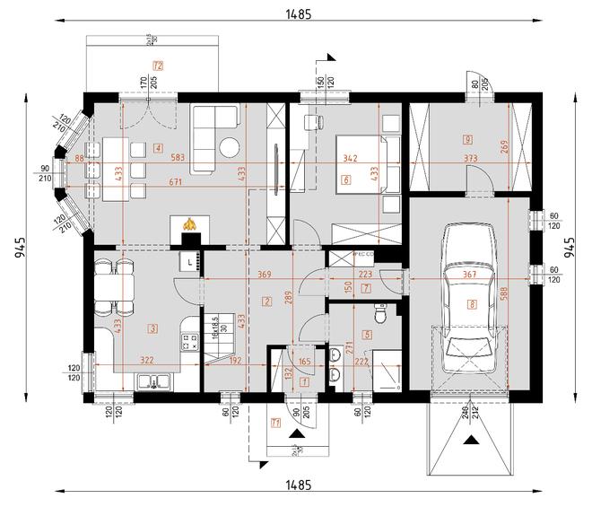 Projekt domu D83 Martyna wersja drewniana