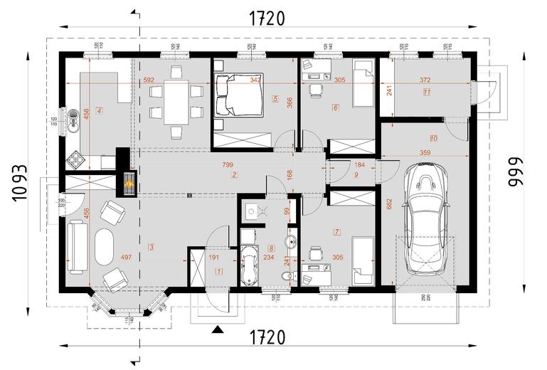 Projekt domu D09  Lucyna wersja drewniana