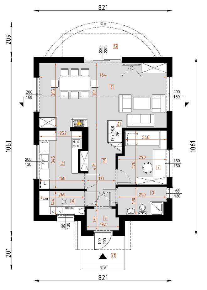 Projekt domu D64 Tomasz wersja drewniana