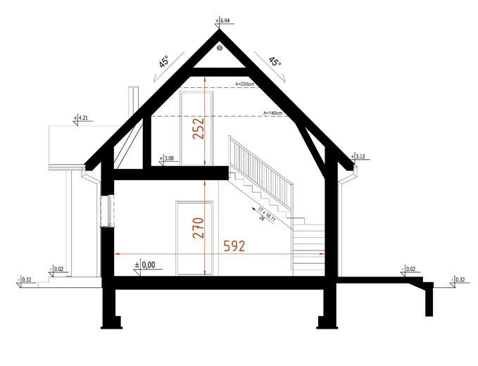 Projekt domu D80  Filip   wersja drewniana