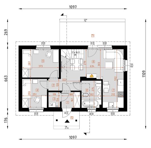 Projekt domu D80 Filip wersja drewniana