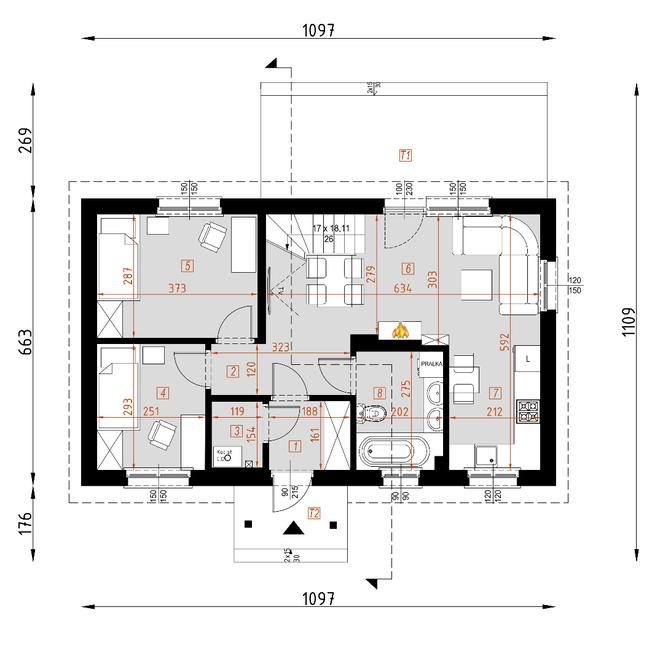 Projekt domu D80 Filip wersja drewniana