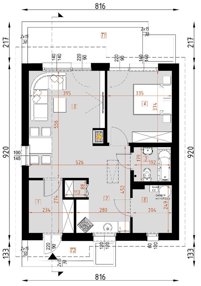 Projekt domu D142 wersja drewniana