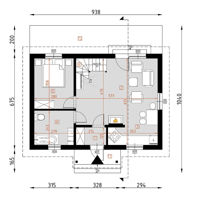 Projekt domu D67 Paulinka wersja drewniana