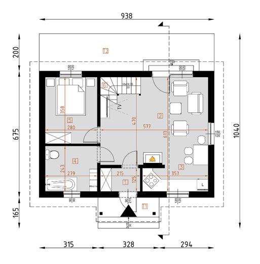 Projekt domu D67 Paulinka wersja drewniana I
