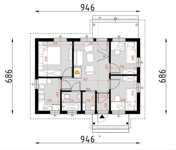 Projekt domu D20 Kazimierz wersja drewniana
