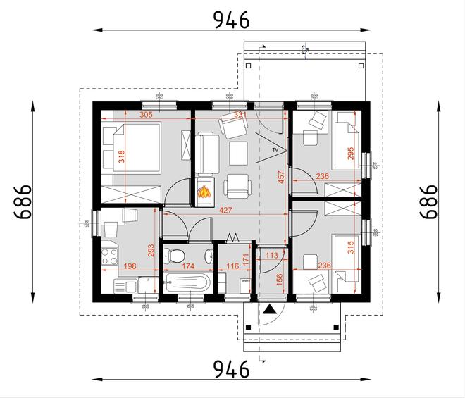 Projekt domu D20 Kazimierz wersja drewniana
