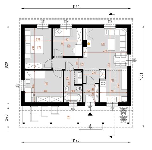 Projekt domu D49 Maurycy wersja drewniana