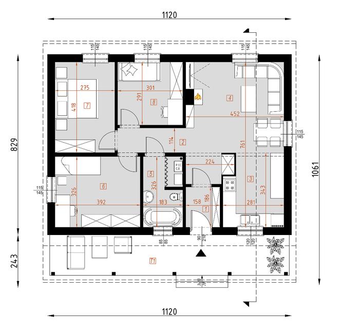 Projekt domu D49 Maurycy wersja drewniana