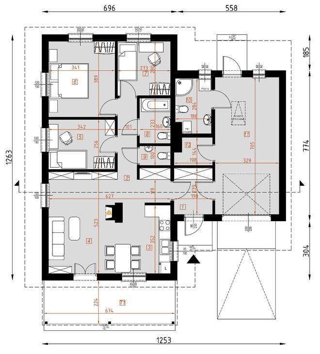 Projekt domu D104 Marika wersja drewniana