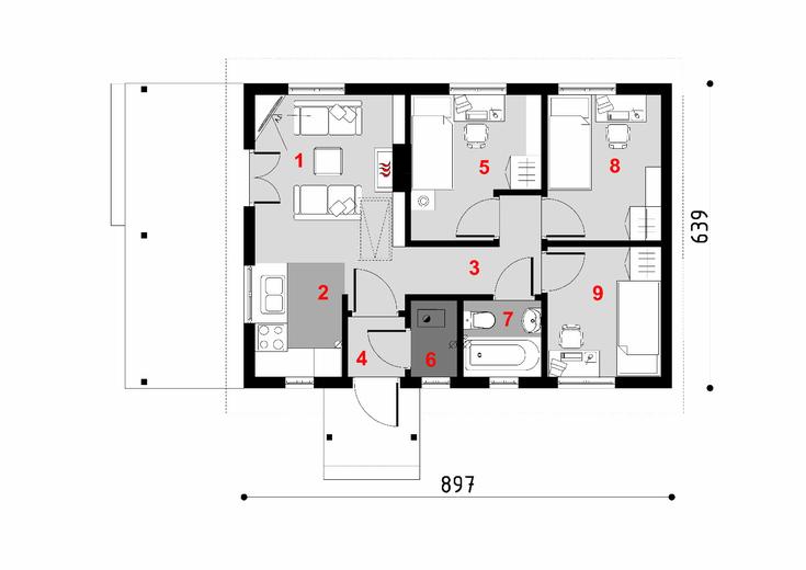 Projekt domu D58 Ewelina wersja drewniana