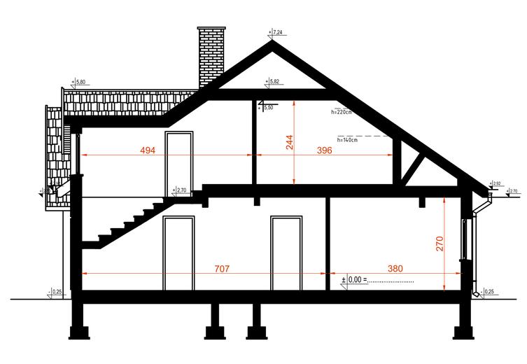 Projekt domu D34A wersja drewniana