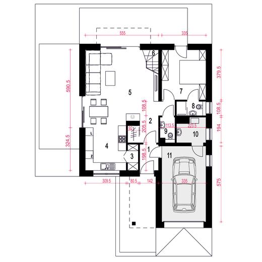 Nowalia z garażem 1-st. [A]