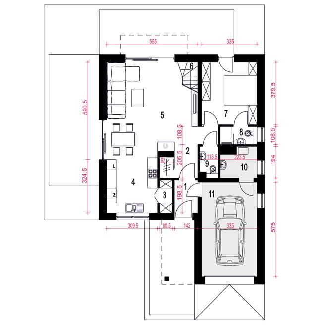 Nowalia z garażem 1-st. [A]