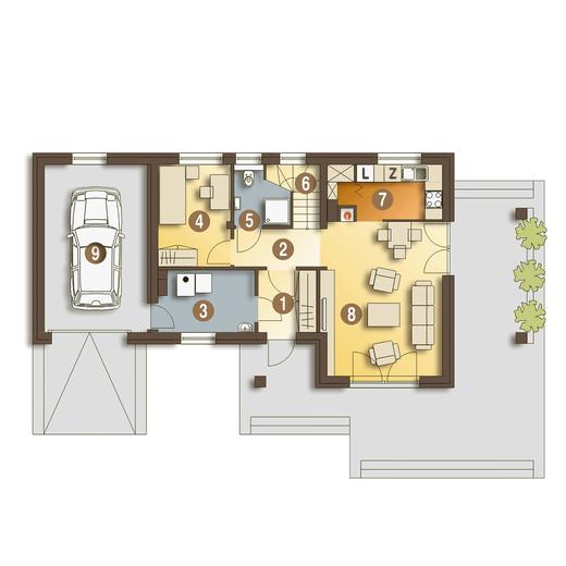 Ogi trend z garażem 1-st. [A]