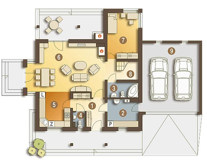 Żuraw z garażem 2-st. [A1]