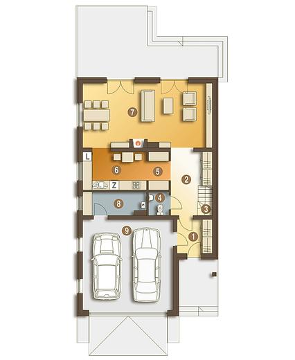 Adam z garażem 2-st. [A]