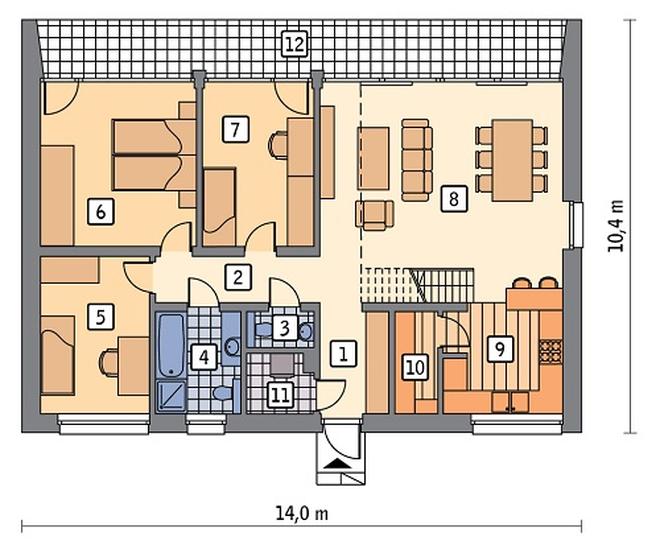 Dom oszczędny - wariant II (z wentylacją mechaniczną i rekuperacją)
