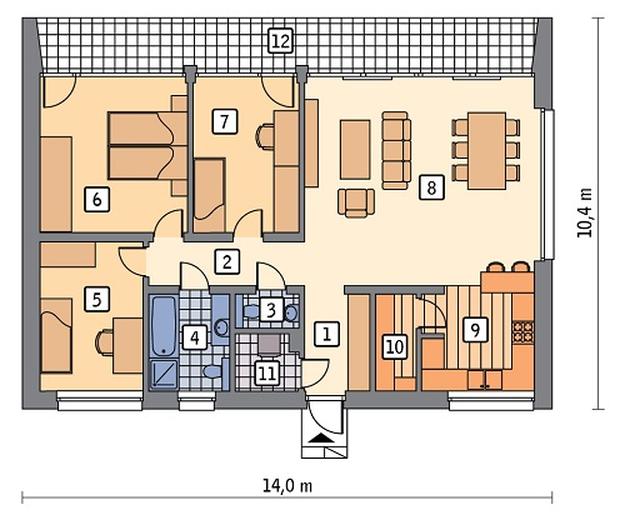 Dom oszczędny - wariant III (z wentylacją mechaniczną i rekuperacją)