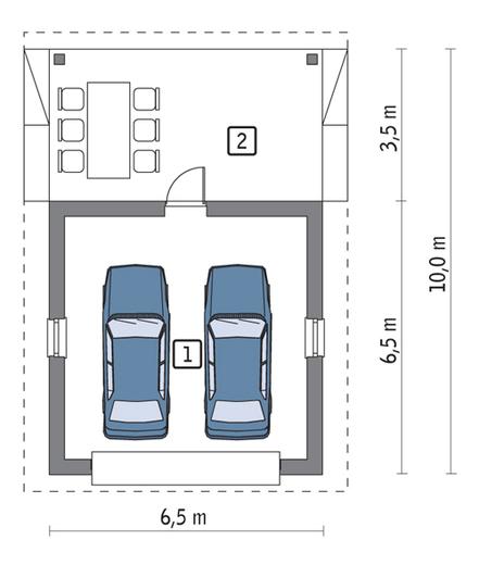 Garaż z wiatą rekreacyjną G20a