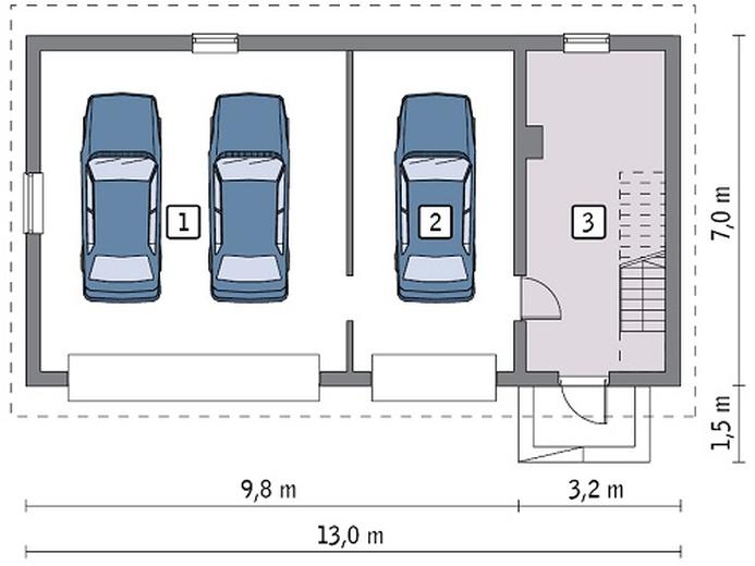 Garaż z poddaszem i pomieszczeniem gospodarczym G30b