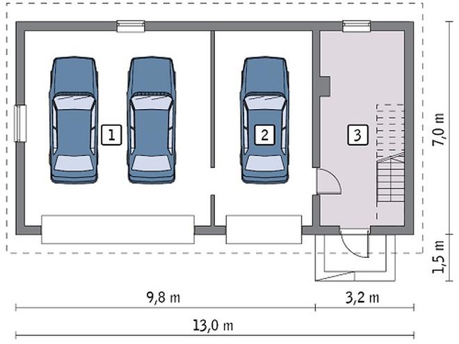 Garaż z poddaszem i pomieszczeniem gospodarczym G30b