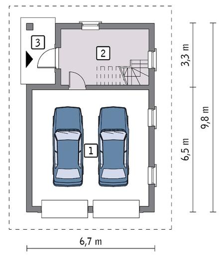 Garaż z poddaszem i pomieszczeniem gospodarczym G51