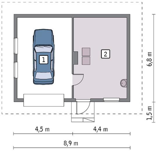 Garaż z kotłownią G53