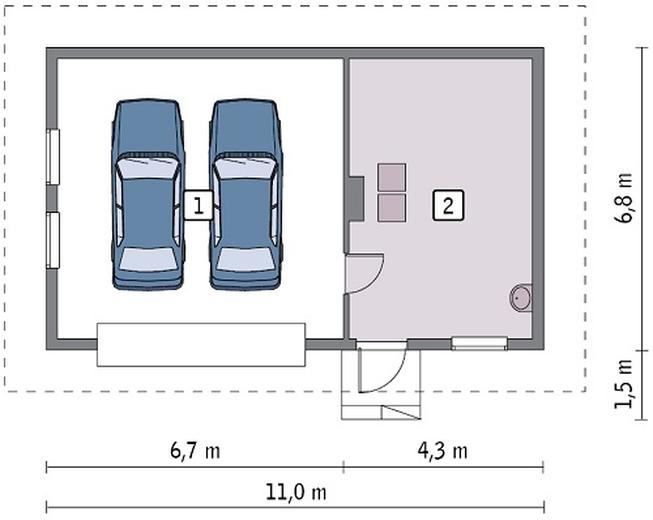 Garaż z kotłownią G53a