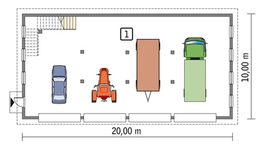 Budynek garażowo-magazynowy z poddaszem GMC01c